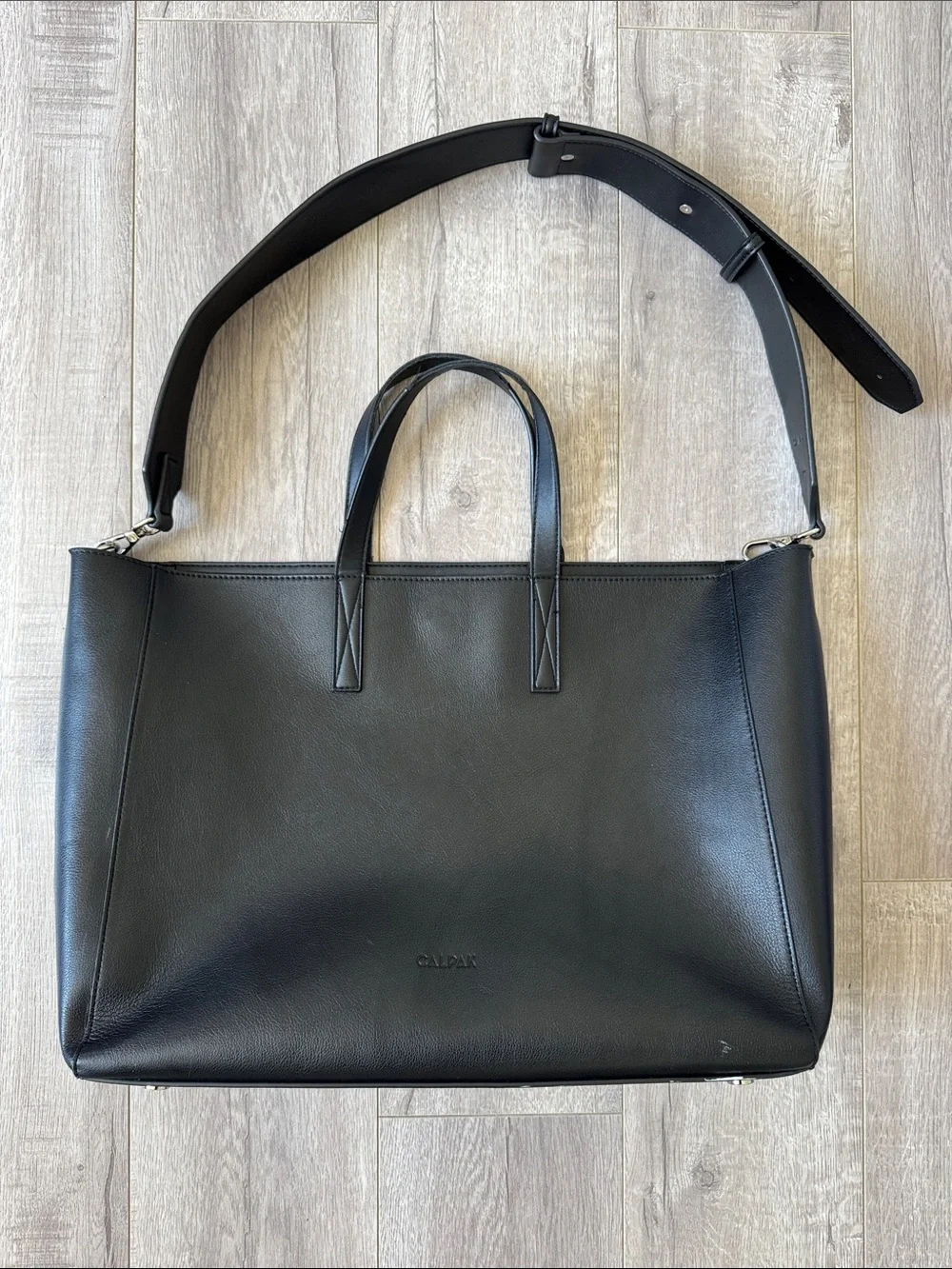 CALPAK Haven 16” Laptop Tote Black Vegan Leather Work Travel Bag